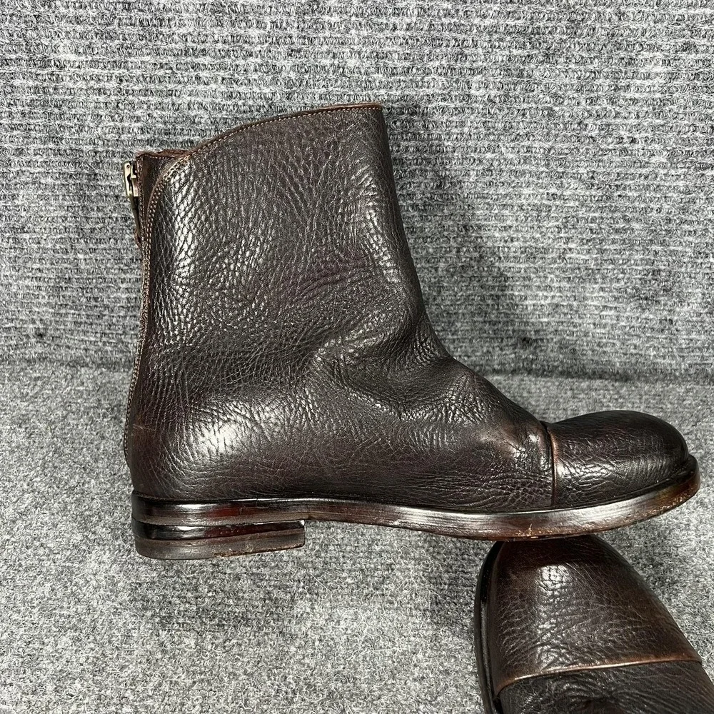 Elia Maurizi Boots Mens Size 7 Brown‎ Leather Ankle Zip Made In Italy 8117